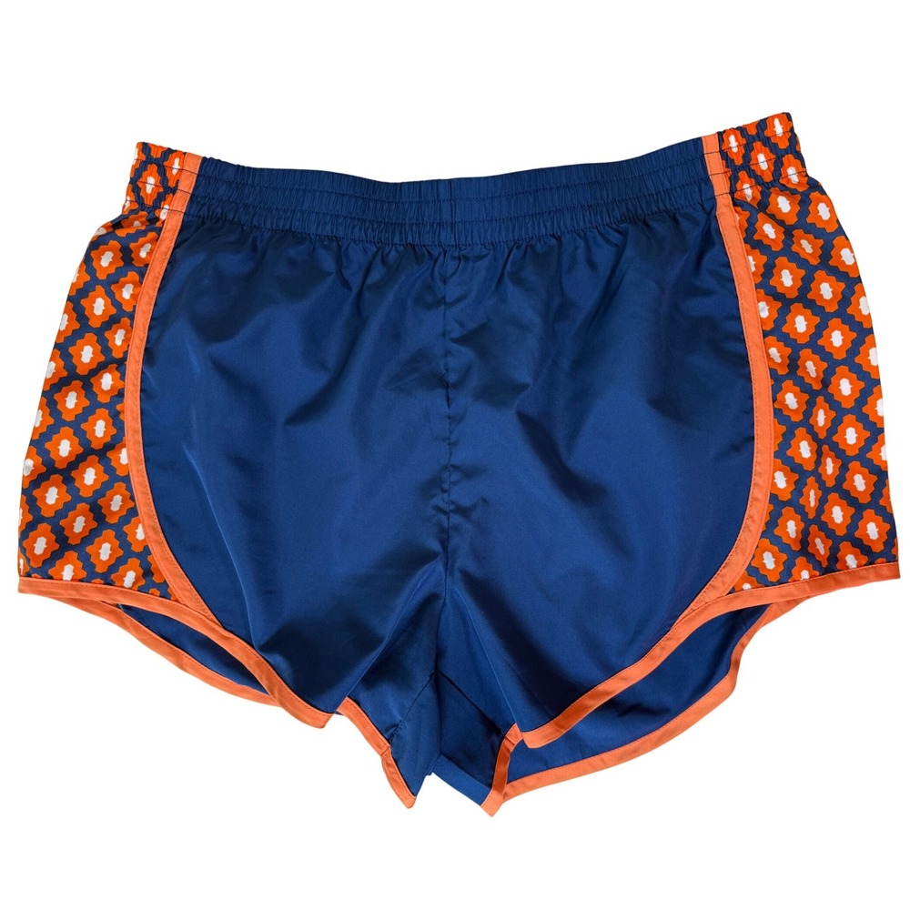 Mud Pie Running Shorts Athletic Gym Activewear Blue Orange Print L‎ (12-14)